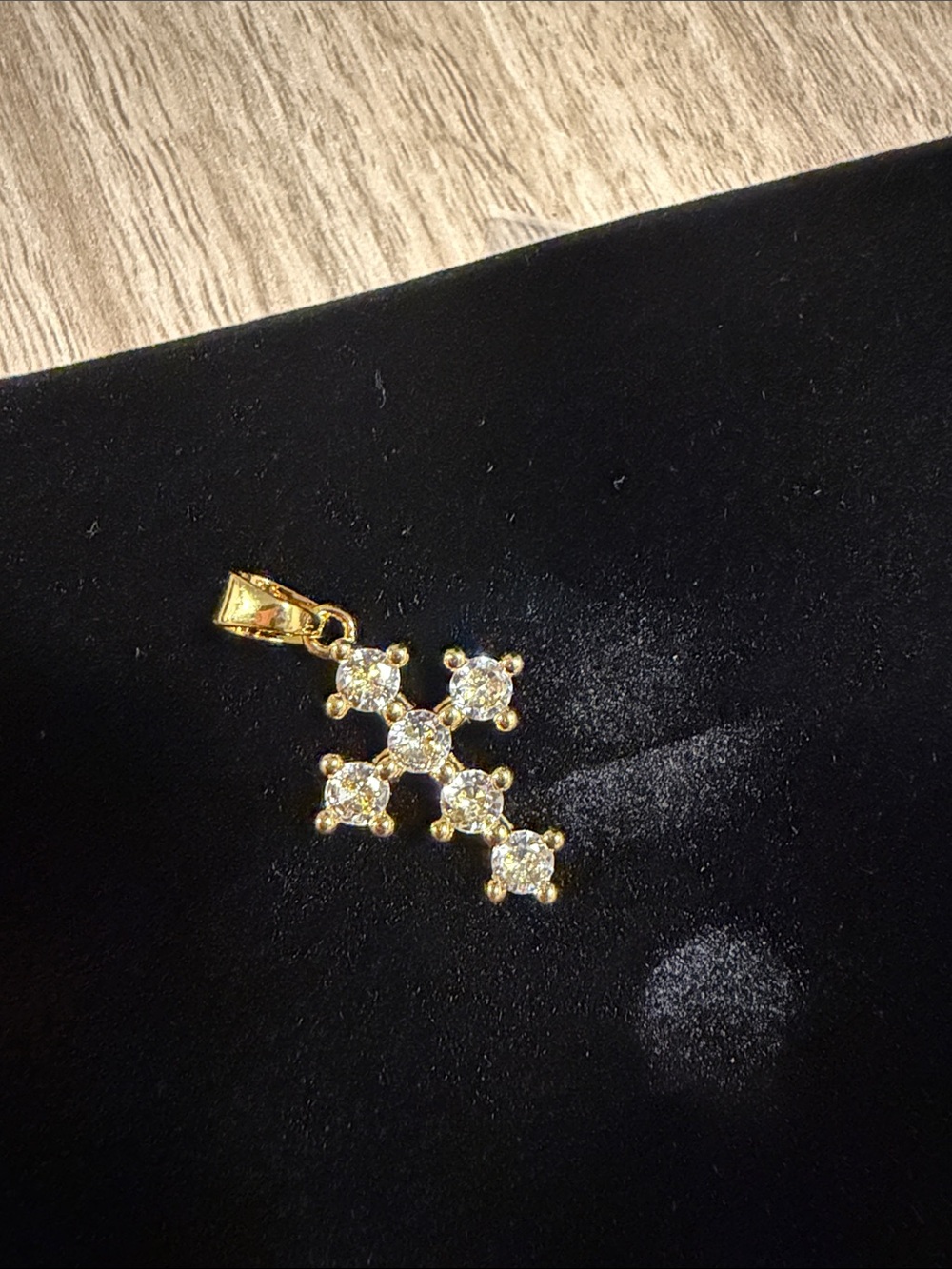 Gold Cubic Zirconia Cross Pendant - Gold